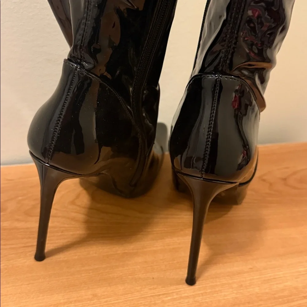 Steve Madden Over-the-Knee Women's Boots Black Patent Stiletto Pretty Woman 7.5